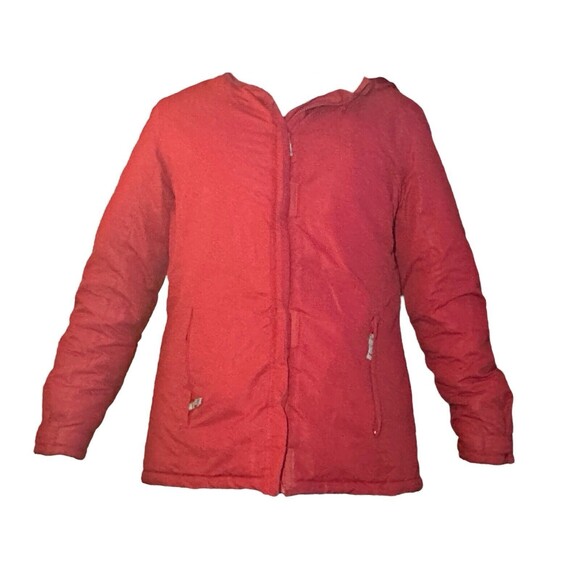 Men's Totes Winter Puffer Coat Size Large Retractable Hood Red - Picture 2 of 5